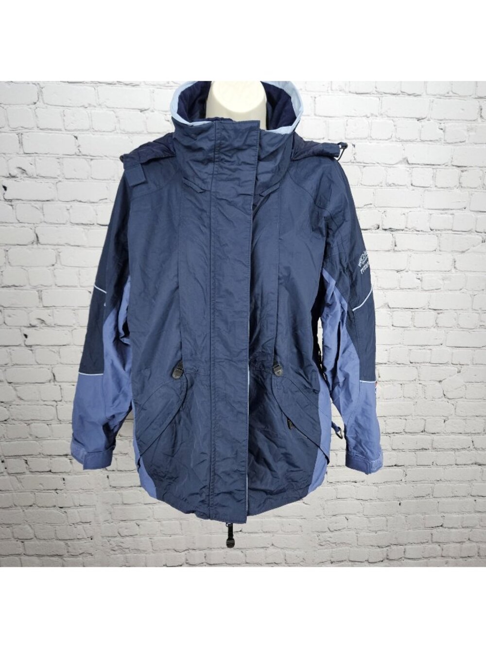 Columbia Blue Titanium Omni Tech Waterproof Breathable Double Zip Jacket Medium